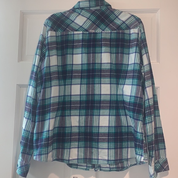 Columba Flannel Button Down Shirt Size Large Blue/Green - Picture 9 of 9